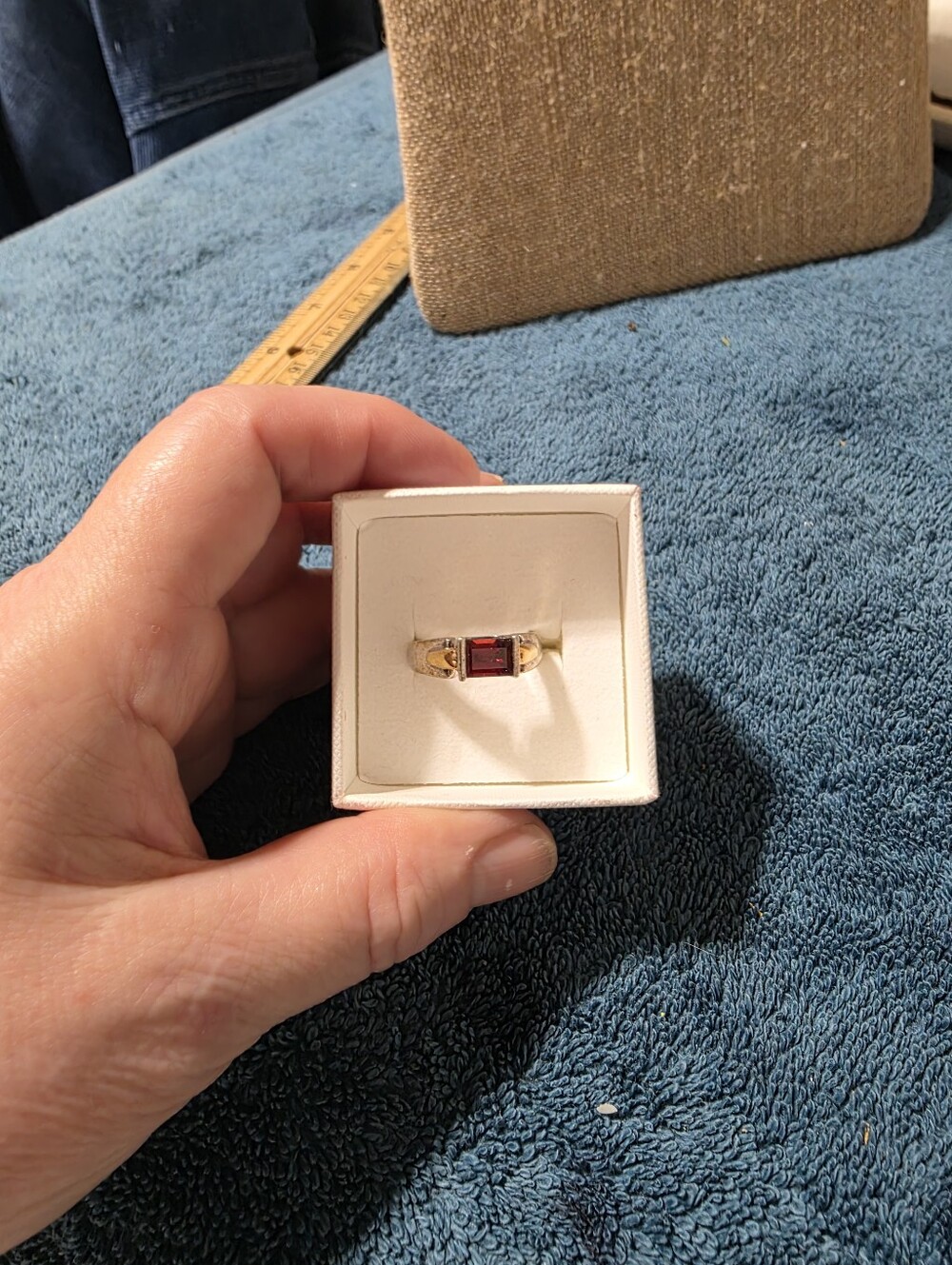 Sterling And 18k Trim Garnet Ring By Lorenzo 8 1\2